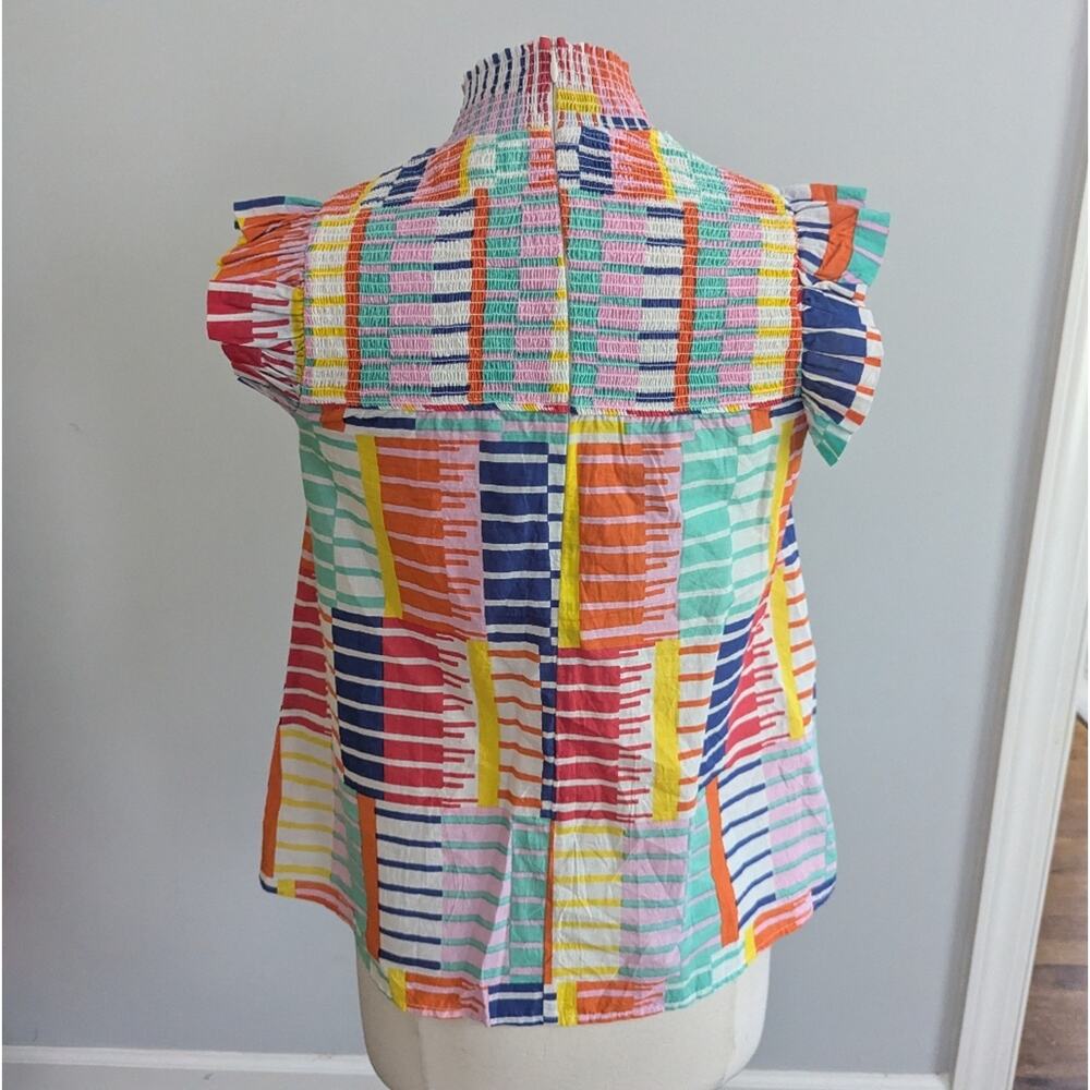 NEW Women's THML Small Rainbow Stripe Smocked Top - Picture 2 of 6